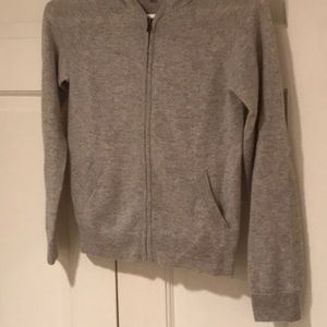 Crewcuts grey cashmere sweatshirt w hood.